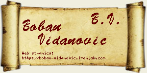 Boban Vidanović vizit kartica